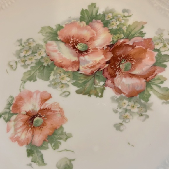 Vintage Shabby Chic Hand Painted Flowers on Handled Plate - Picture 2 of 9